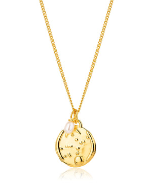 Virgo gold zodiac pearl necklace