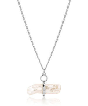 June Birthstone - Reykjavik pearl toggle necklace, silver