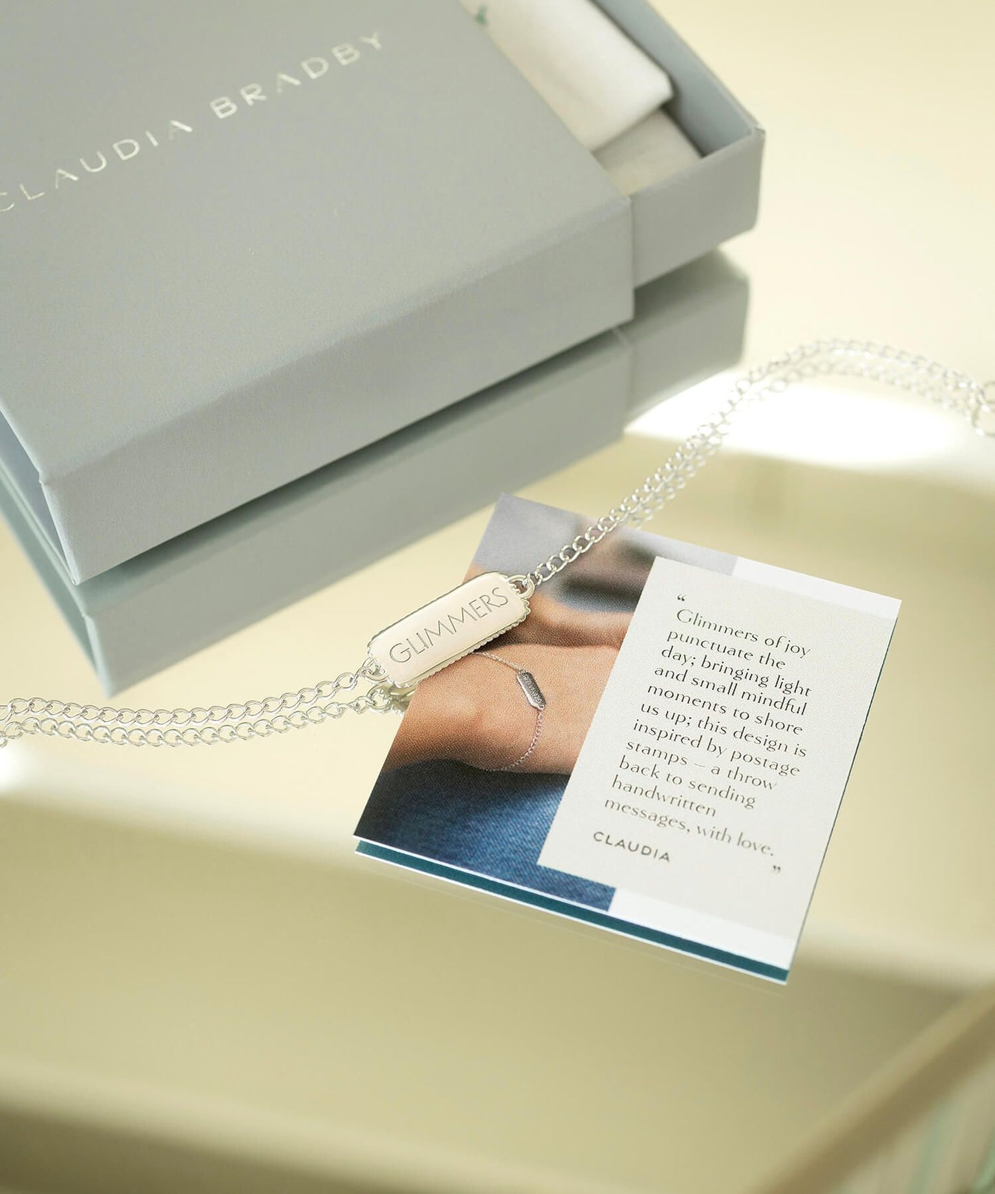 Single Pearl Silver Glimmers Bracelet with story card