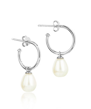 June Birthstone - Small silver favourite pearl hoop