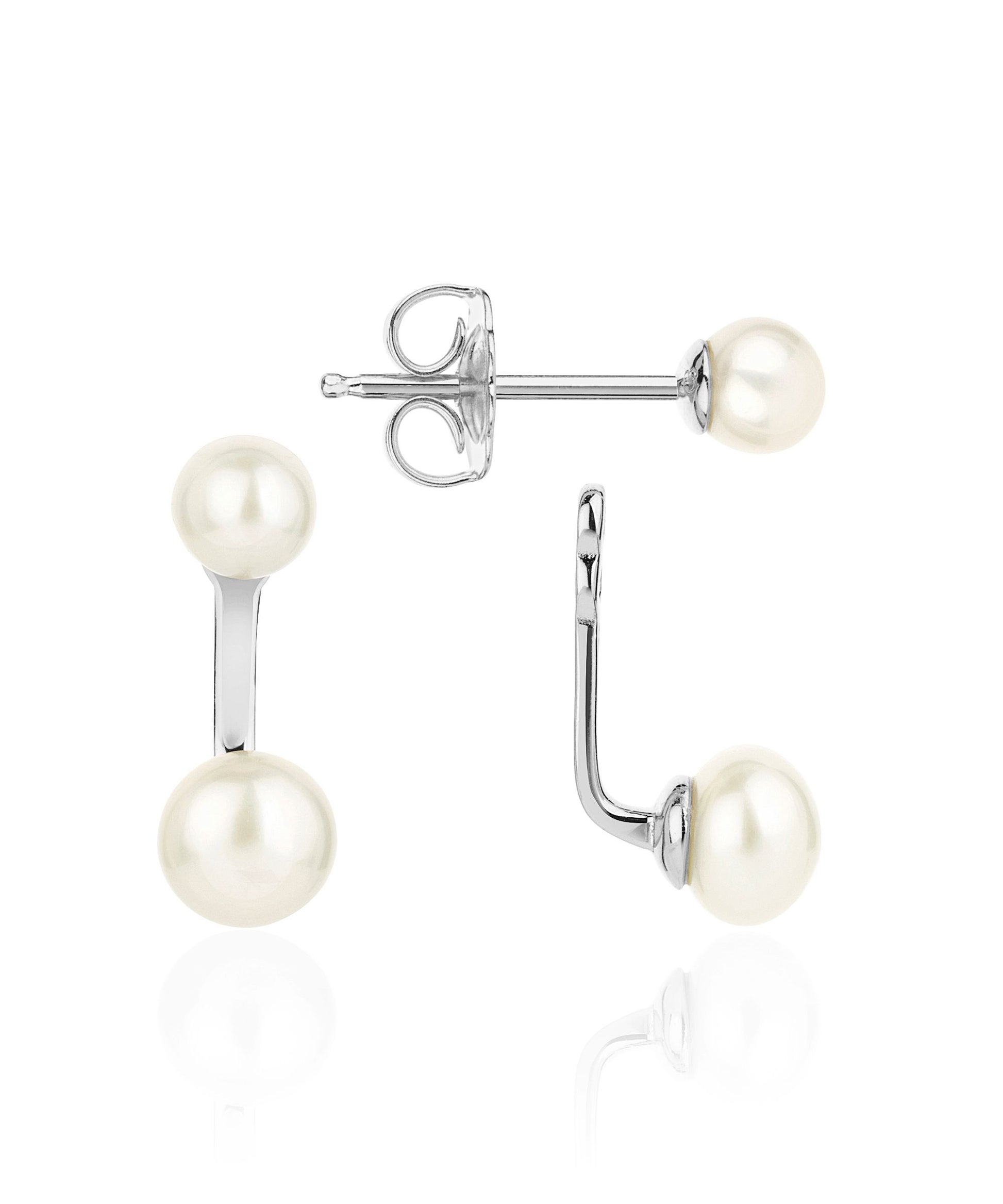 Mermaid mini silver and pearl duo earrings