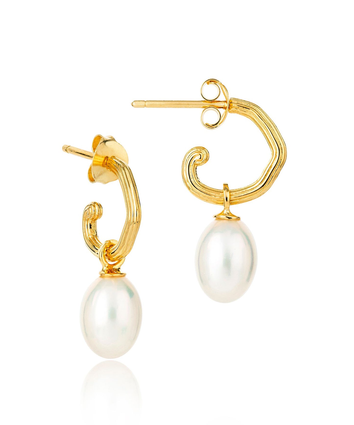 Unita organic pearl hoop earring, gold