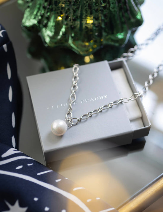 luxury silver and baroque pearl necklace gift