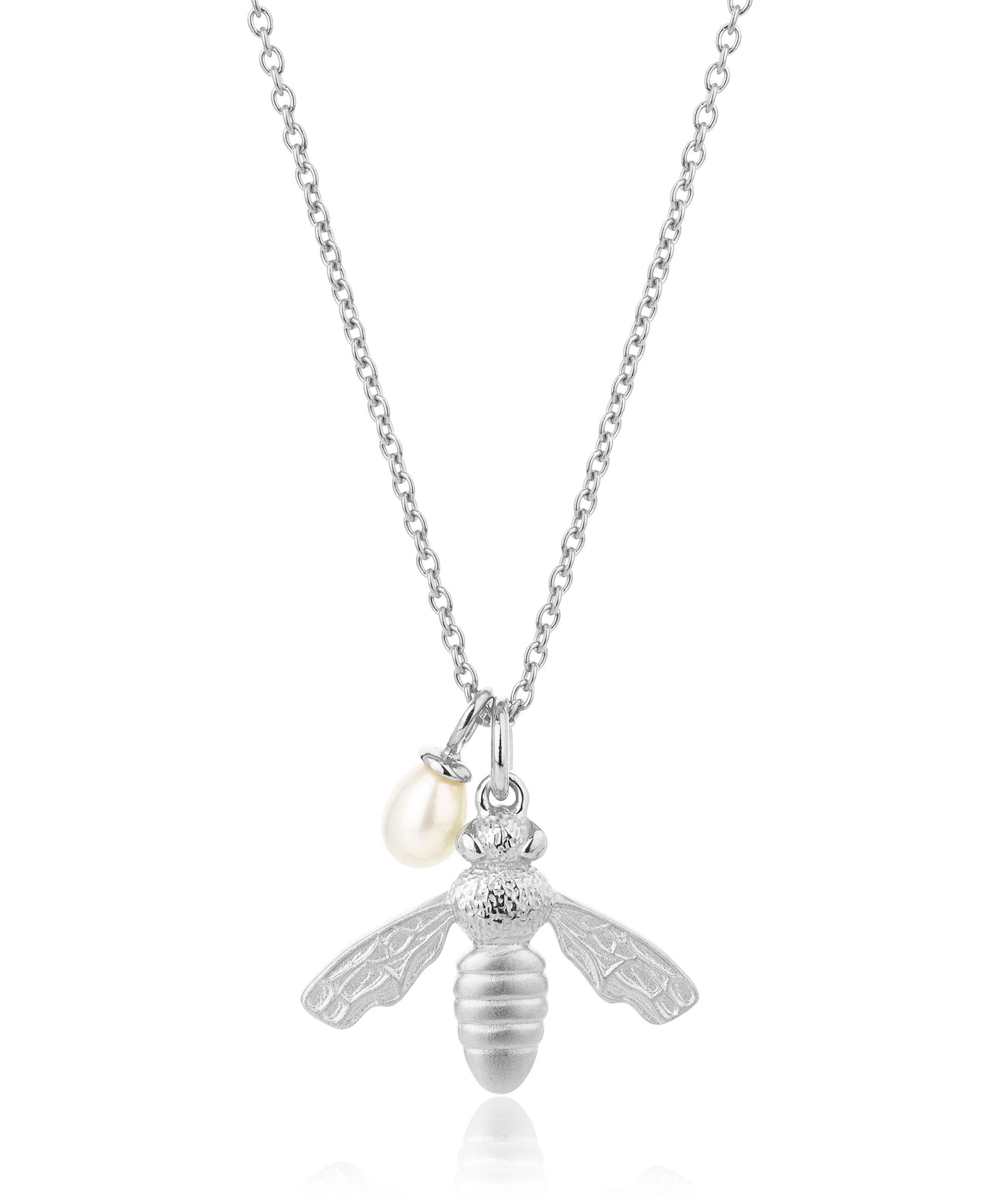 Flying bee silver necklace