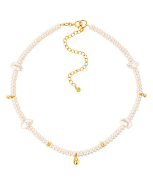 Reykjavik pearl gold choker with sea charms