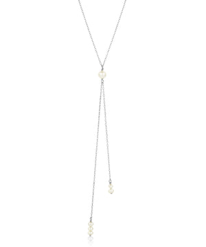 Mermaid pearl lariat silver necklace