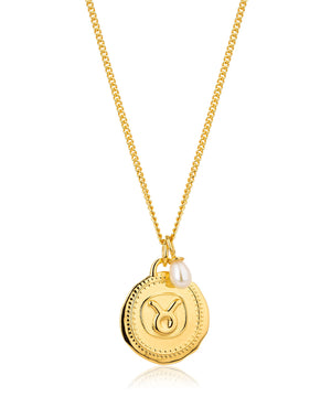 Taurus, gold zodiac pearl necklace, 20/4-20/5