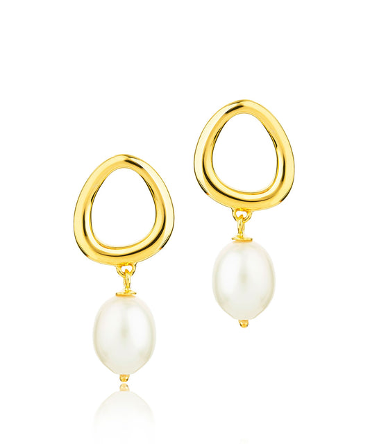 This too shall pass gold pearl earrings