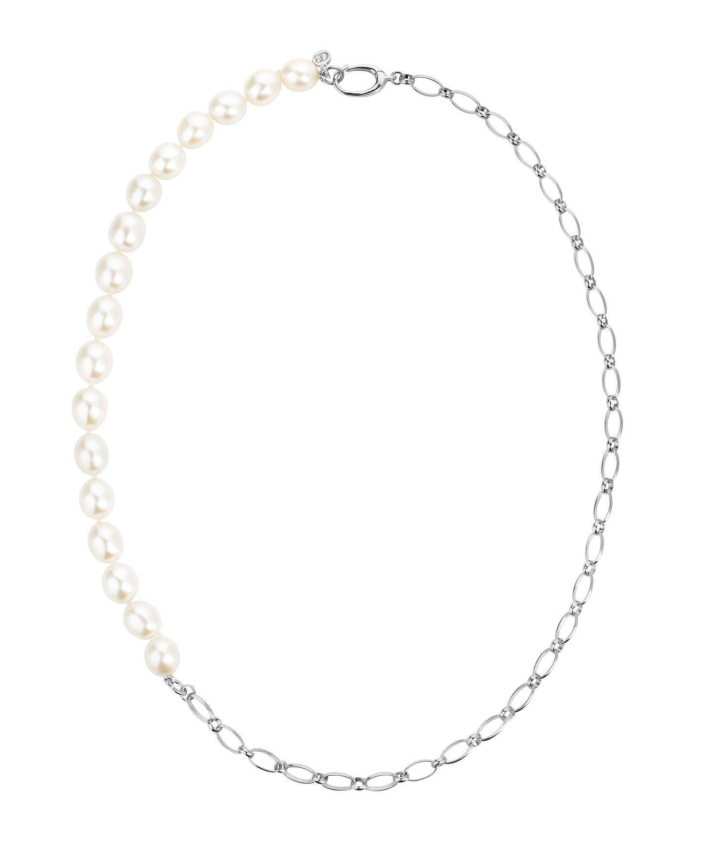 Sleek city pearl and silver chain necklace