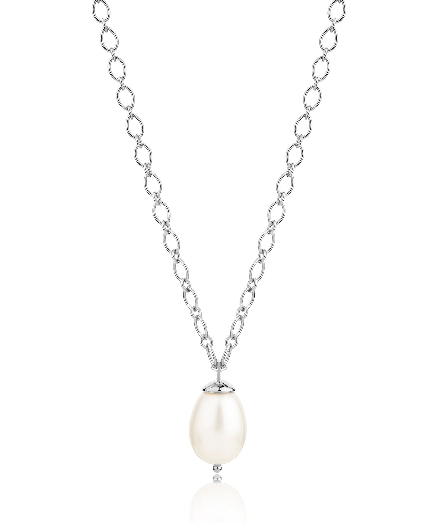 Luxury silver pearl drop necklace