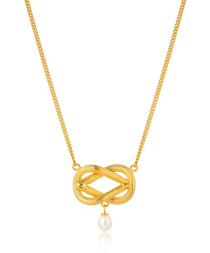 Love knot pearl necklace, gold
