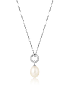 Unita organic pearl pendant, silver