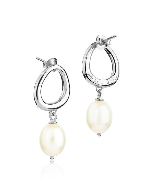 This too shall pass silver pearl earrings