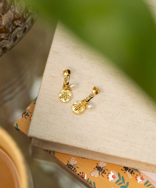 Honey bee gold charmed hoop