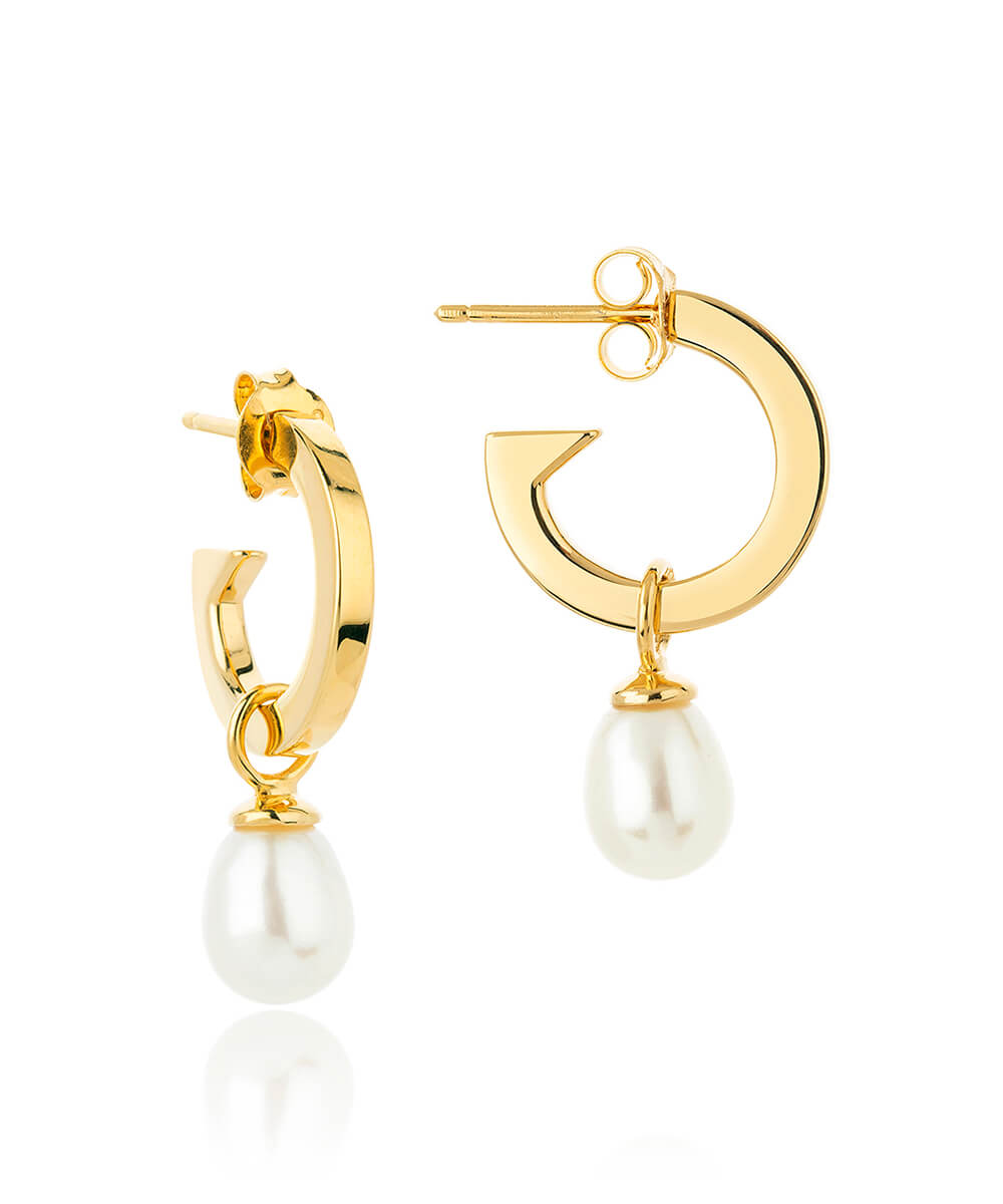 Biography Pearl Gold Hoop Earrings