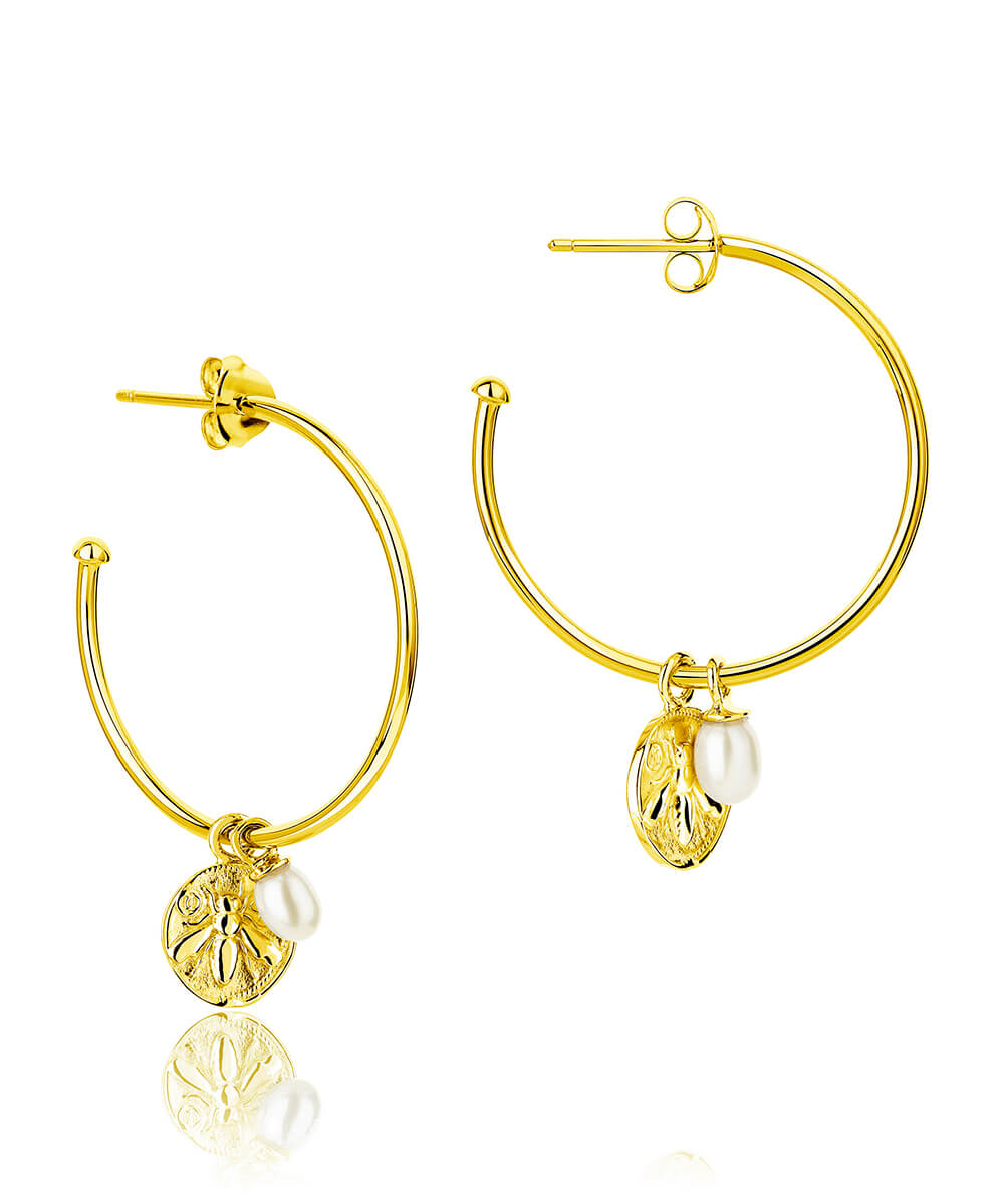 Honey bee gold hoop earrings