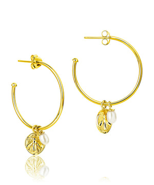 Honey bee gold charmed, boho hoop earrings