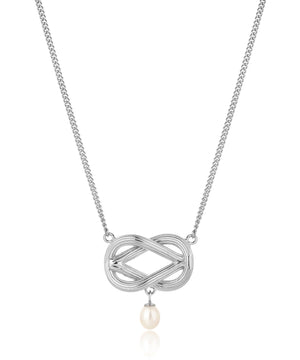 Love knot pearl silver necklace