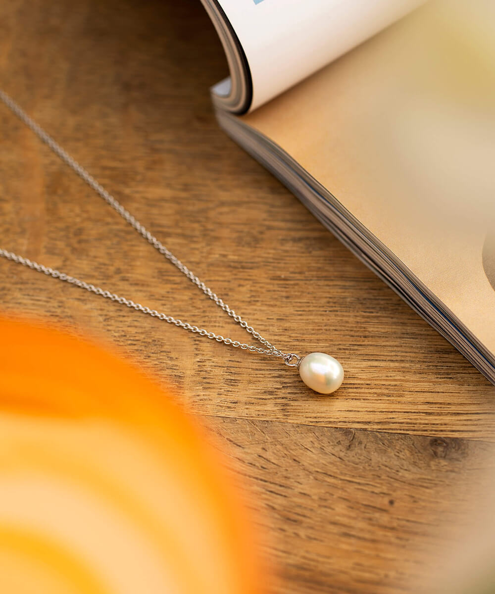 Silver Favourite Pearl Drop Necklace
