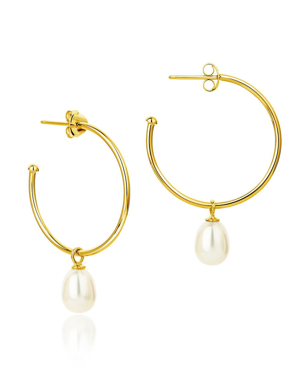 Favourite Gold Hoop Pearl Drop Earrings – claudiabradby