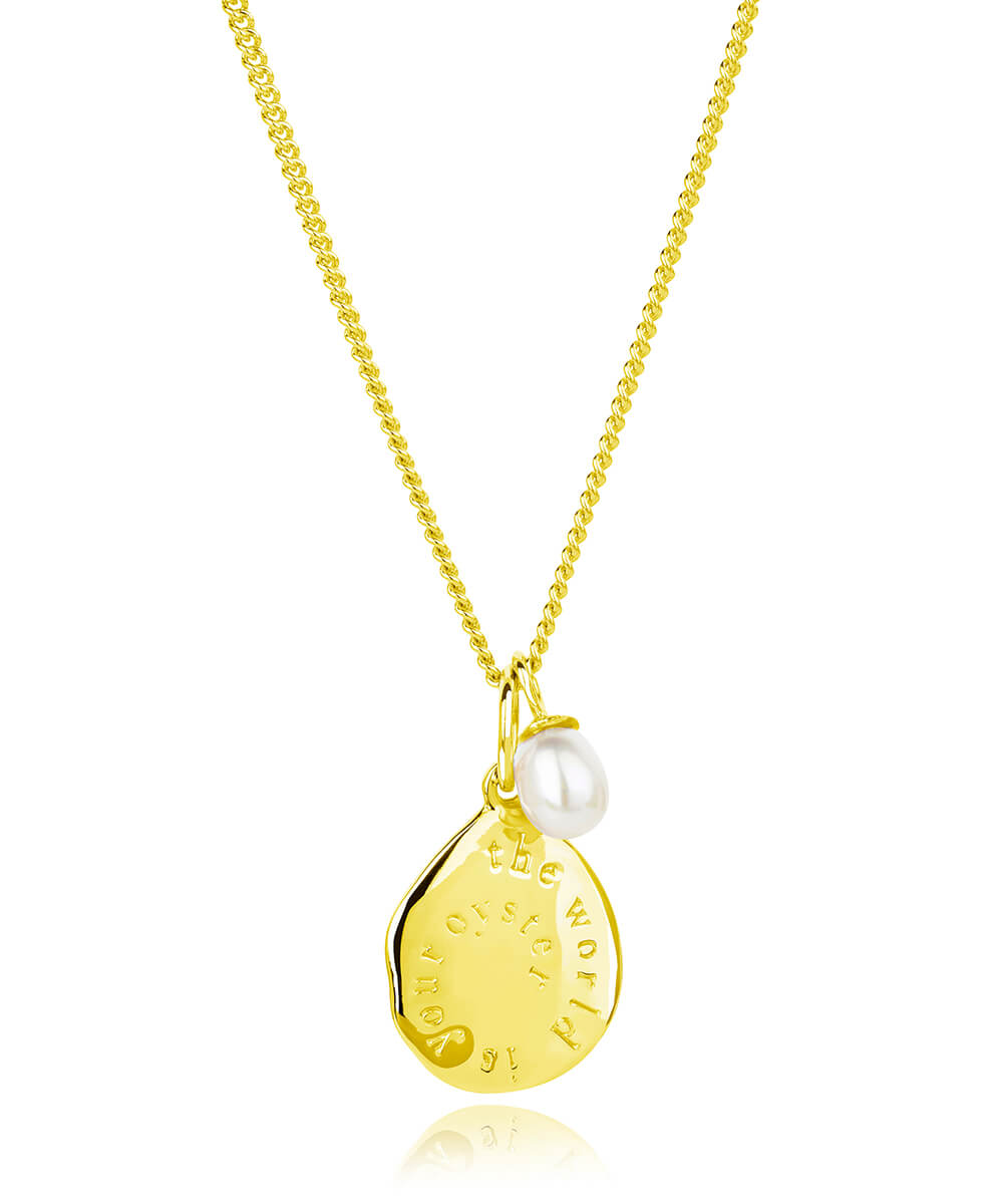 The World Is Your Oyster Gold Micro Necklace