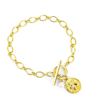 Honey bee gold coin toggle bracelet