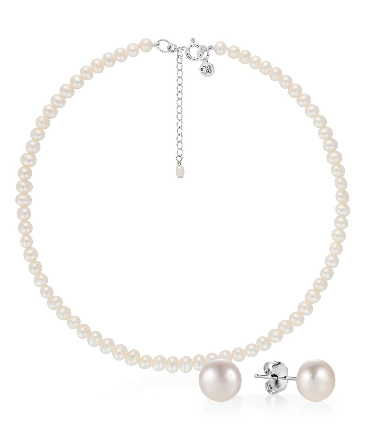 Essential pearl choker and stud set