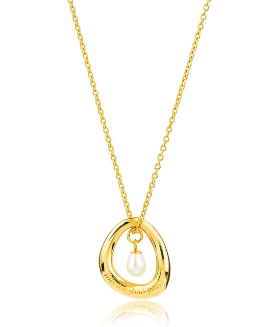 This too shall pass pearl gold pendant