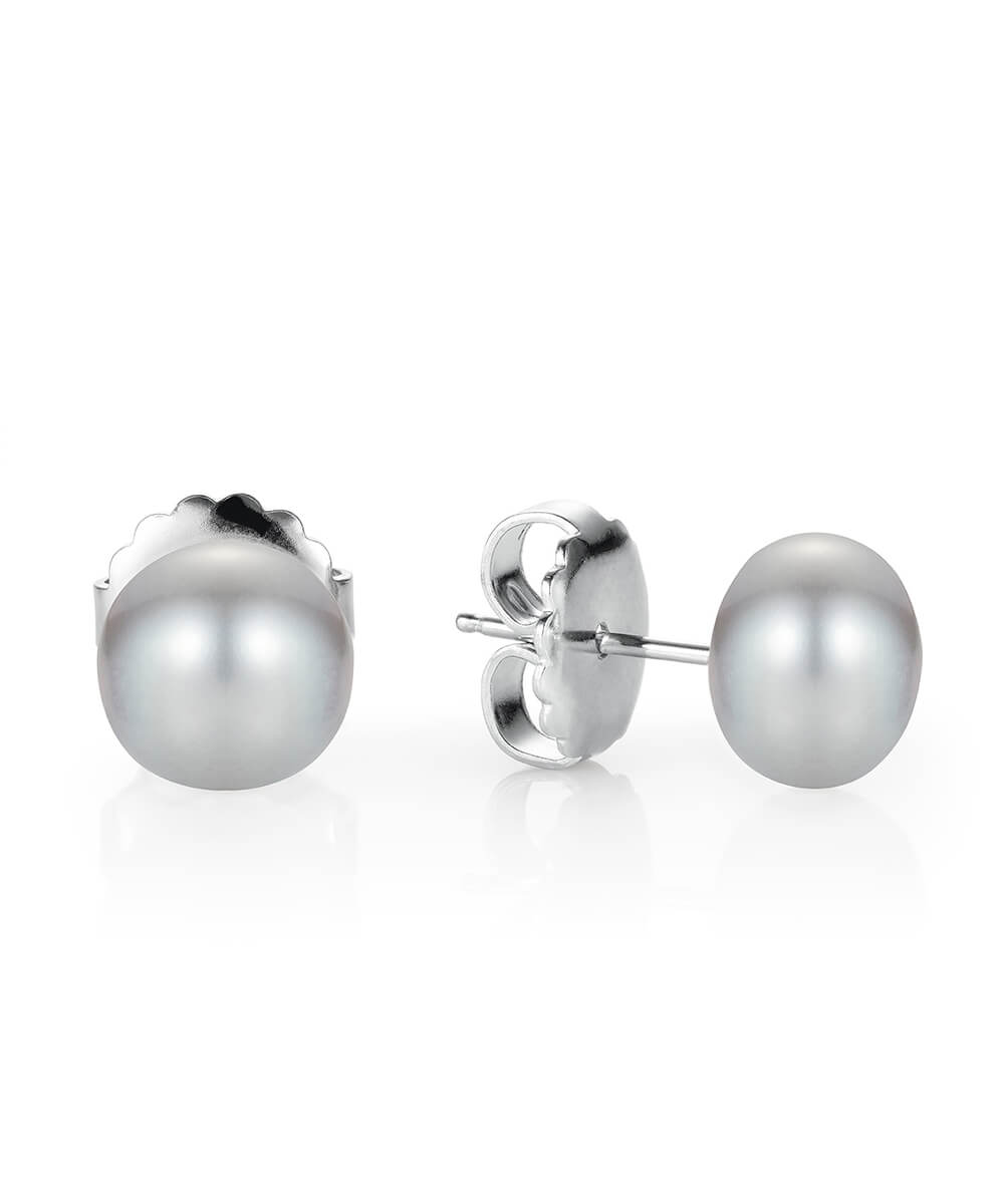 Audrey silver pearl stud earrings
