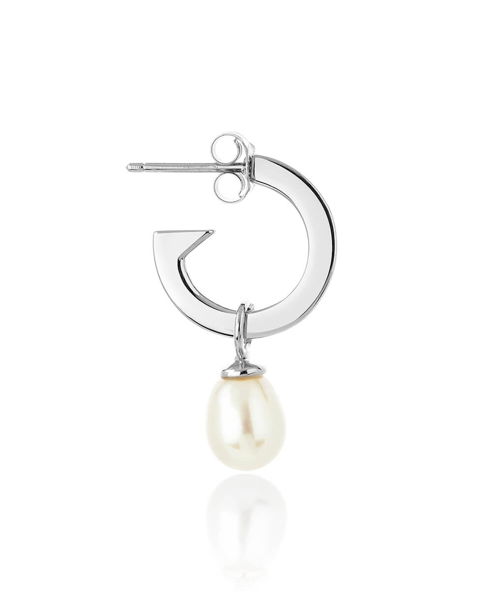 Silver pearl hot sale hoop earrings